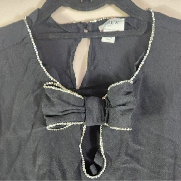J. Crew Long Sleeve Viscose Jeweled bow top size XS - Picture 6 of 8